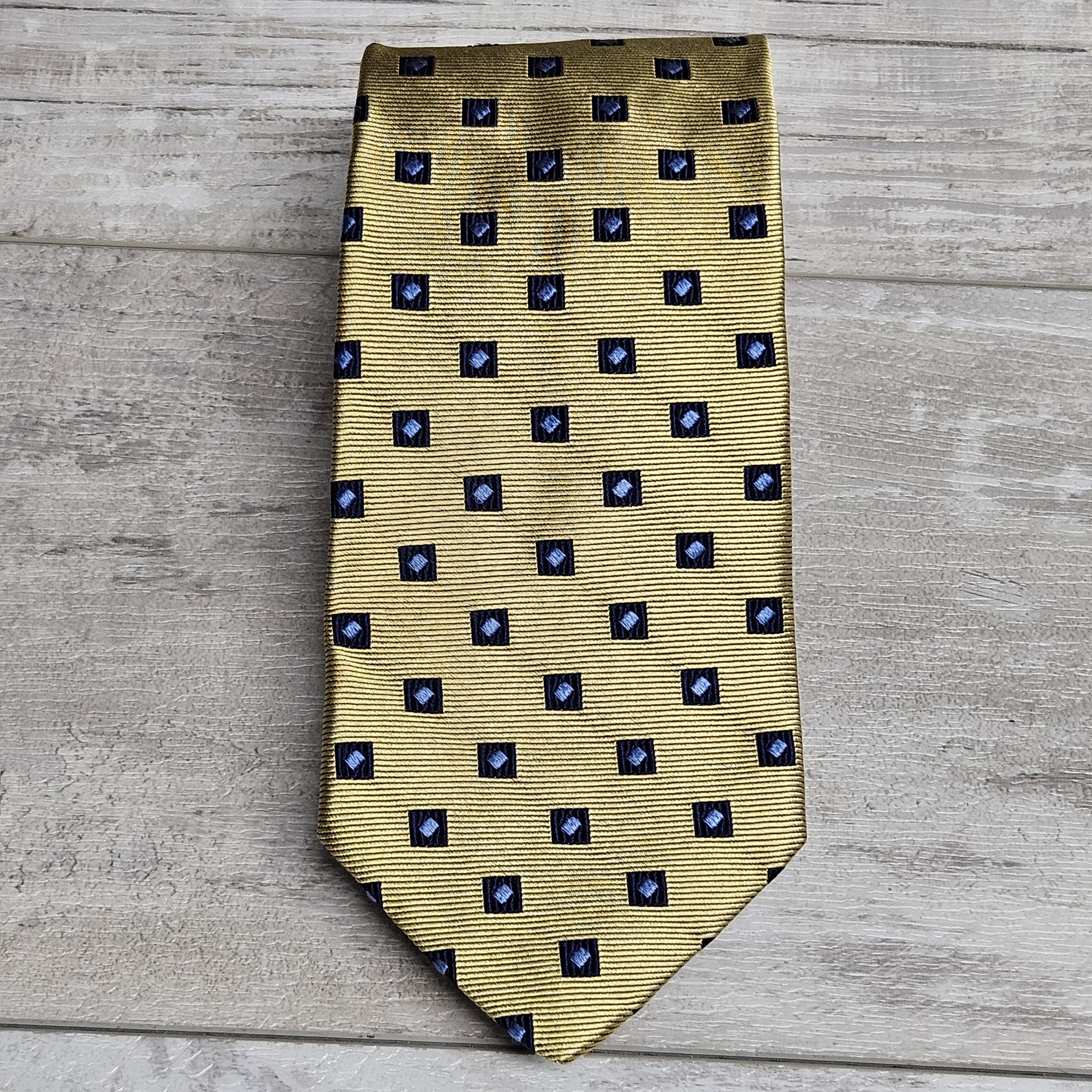 Brooks Brothers Makers Mens Pure Silk Tie Yellow Geometric